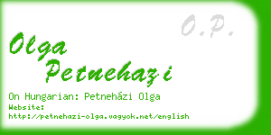 olga petnehazi business card